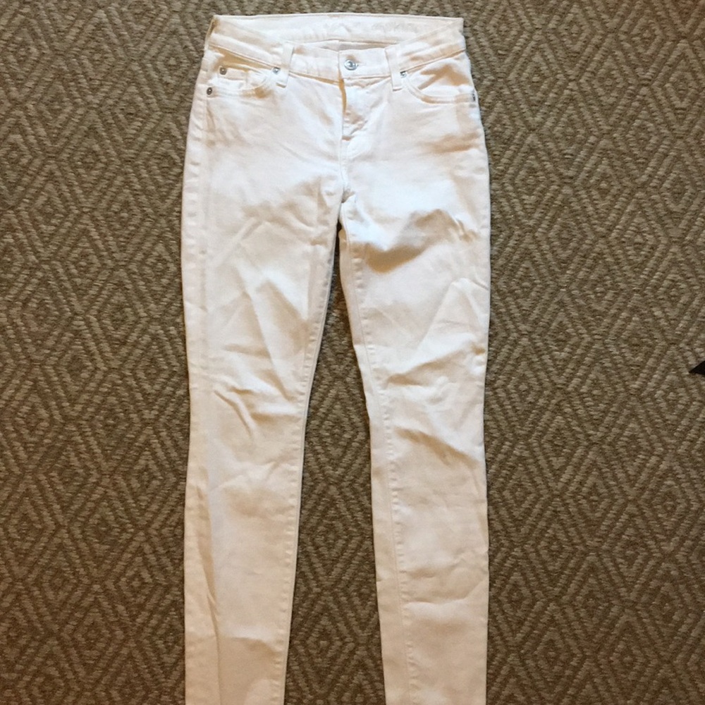 7 for All Mankind white skinny jeans